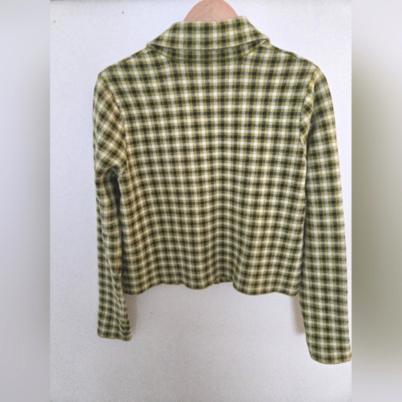 Rachel Roy green and navy plaid knit double pocket blazer clueless | size M - Picture 4 of 5